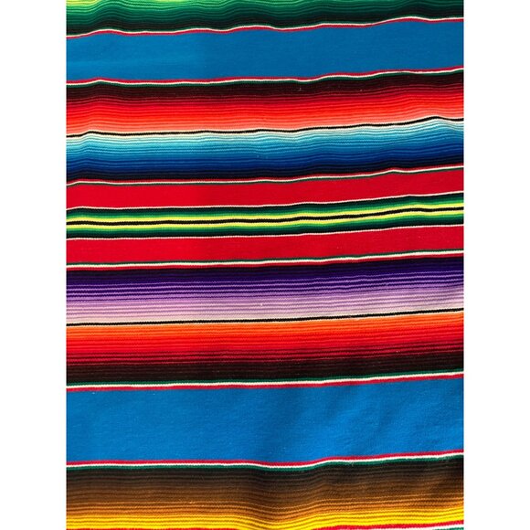 VTG Rainbow Saltillo Serape Hand Woven Wool Mexican Blanket Fringe wheelchair - Picture 2 of 10